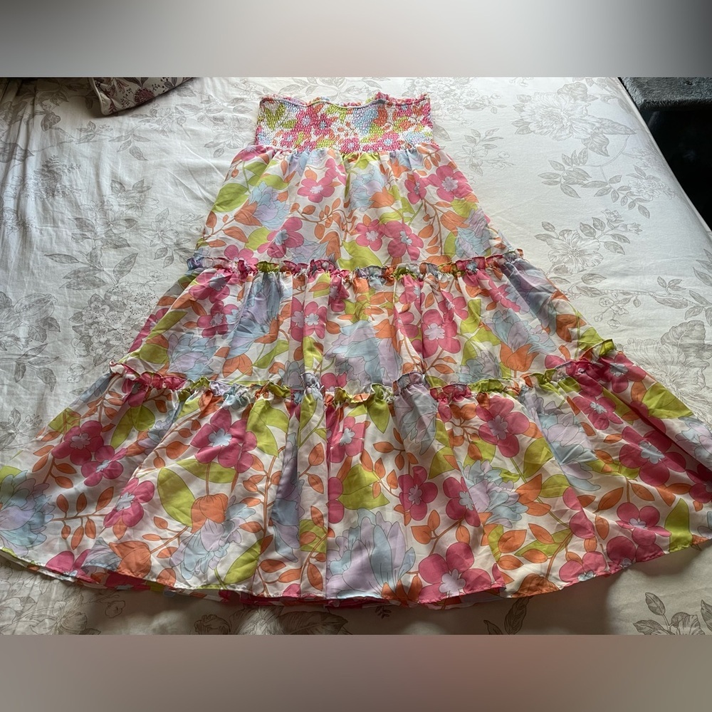 J Marie Ava Smocked Floral Convertible Maxi Skirt Dress Small Cottagecore Dainty